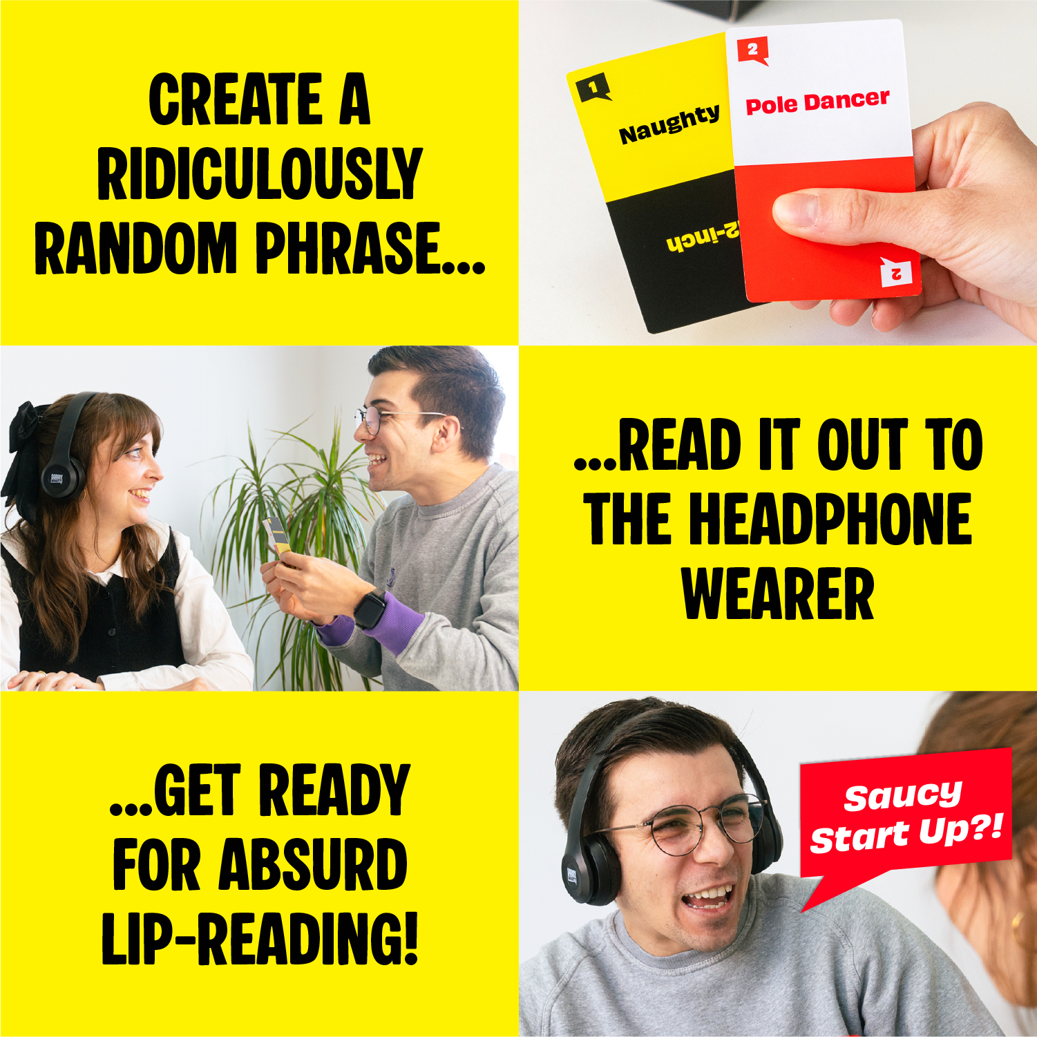 How Sorry What?! works: create a random phrase and lip-read it