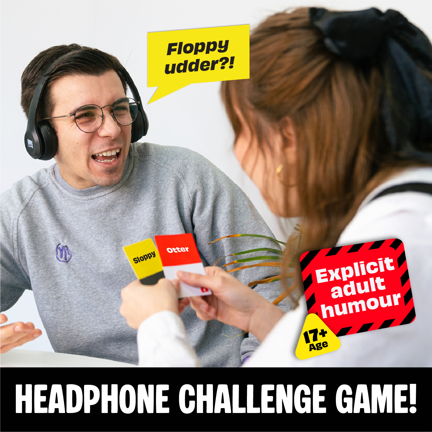 Friends playing the Sorry What?! headphone challenge game